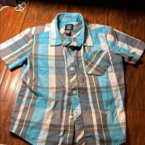Volcom Blue and Gray Button Down Shirt Casual Plaid